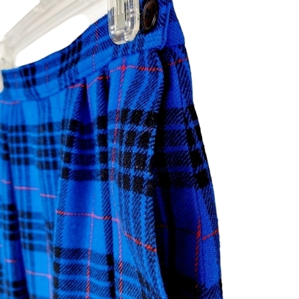 Pendleton Morgan Tartan Plaid Long Wool Skirt Size 6 Vintage Blue Black Red EUC - Picture 3 of 16